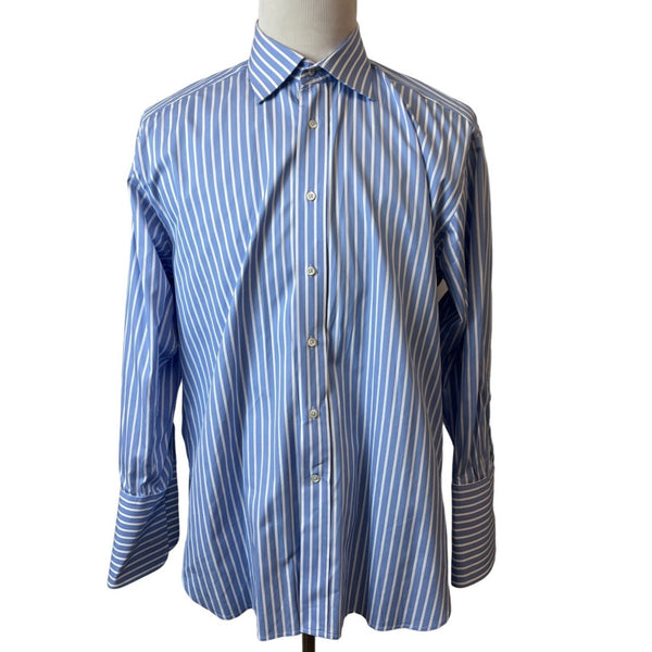 Alâra Men's Blue Striped Buttondown Shirt Sz 32-33