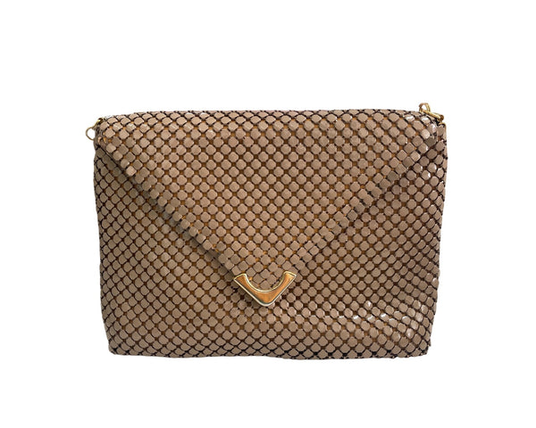 Vintage Metal Envelope Crossbody Bag With Gold Accents