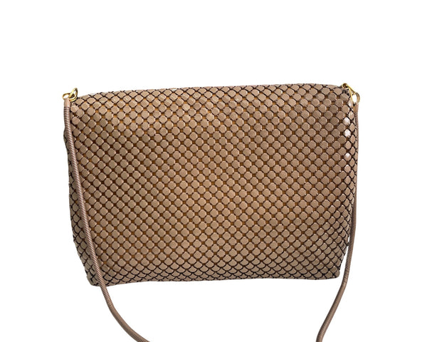 Vintage Metal Envelope Crossbody Bag With Gold Accents