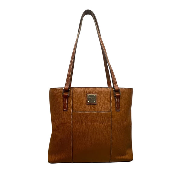 Dooney & Bourke Tan Brown Pebbled Leather Gold Accents Double Strap Shoulder Bag