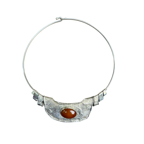 Sterling Silver Womens Handmade Necklace With Carnelian Stone Pendant Adjustable Chain