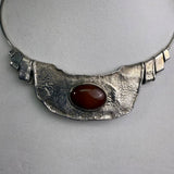 Sterling Silver Womens Handmade Necklace With Carnelian Stone Pendant Adjustable Chain