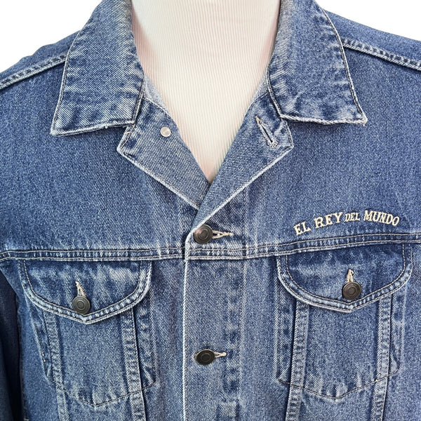 Vintage El Rey Del Mundo Classic Blue Embroidered Denim Men's Jacket Size L