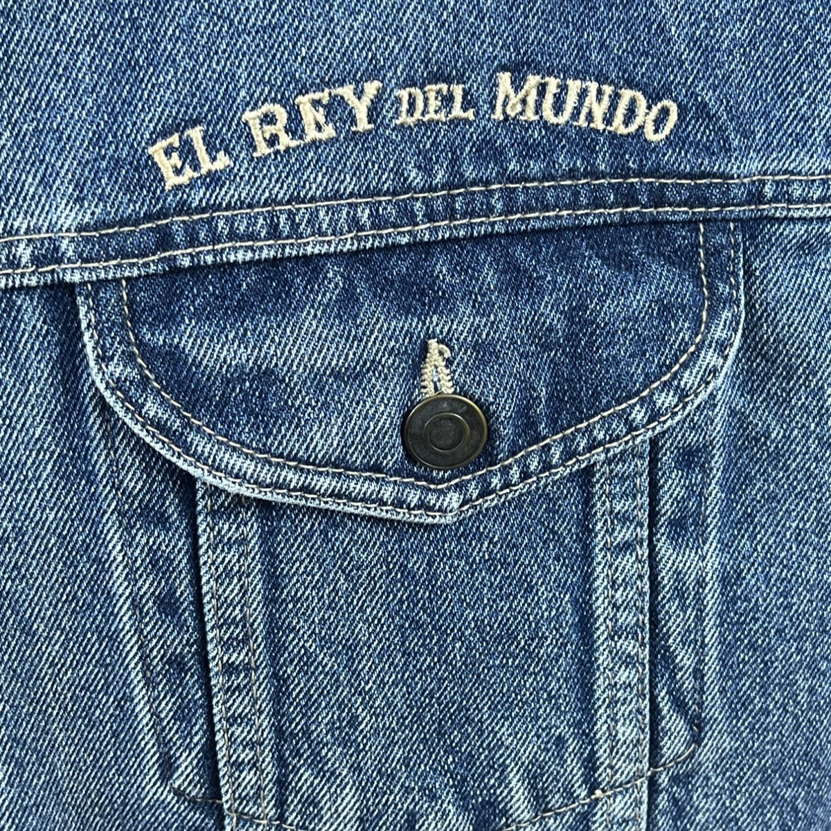 Vintage El Rey Del Mundo Classic Blue Embroidered Denim Men's Jacket Size L