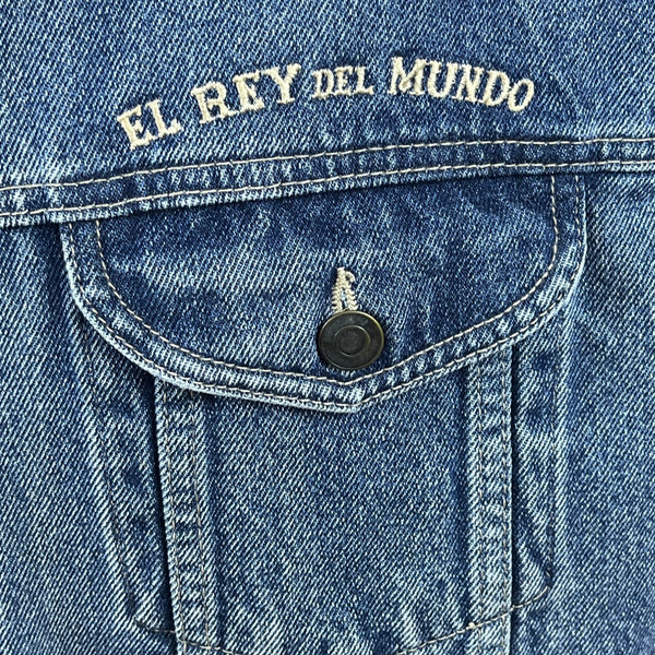 Vintage El Rey Del Mundo Classic Blue Embroidered Denim Men's Jacket Size L