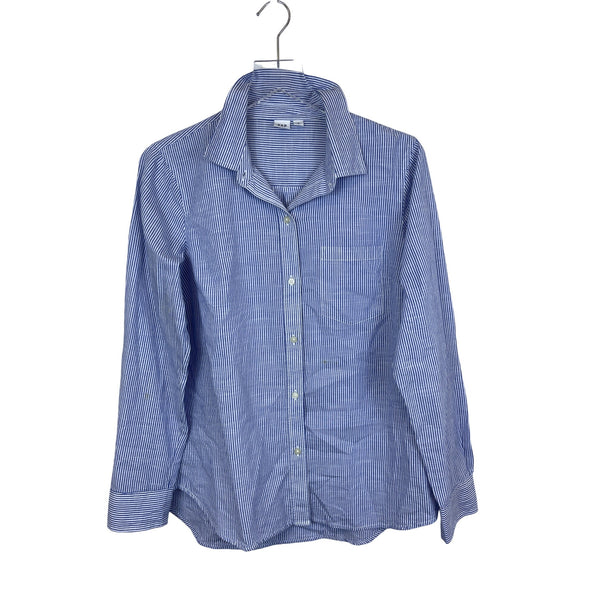 Gap Womens Blue Cotton Striped Long Sleeve Button-Down Shirt Size M