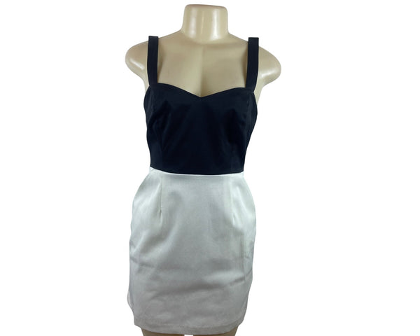 Walter Black & White Sleeveless Mini Dress With Sweetheart Neckline Sz S