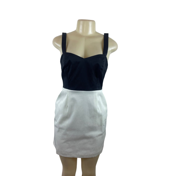 Walter Black & White Sleeveless Mini Dress With Sweetheart Neckline Sz S