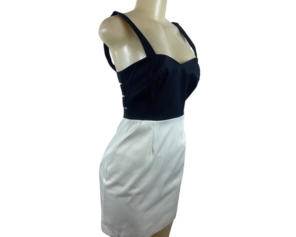 Walter Black & White Sleeveless Mini Dress With Sweetheart Neckline Sz S