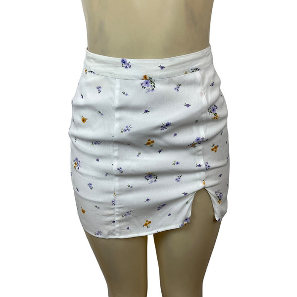 Forever 21 Women's White Floral Print Short Skirt Sz XS - New