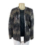 Vintage Montgomery Ward Sequin Chevron Pattern Jacket Black & Gold Zigzag Design Sz L/XL