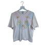 Vintage Duet Womens Pink Embroidered Floral Lace Short Sleeve Blouse Medium