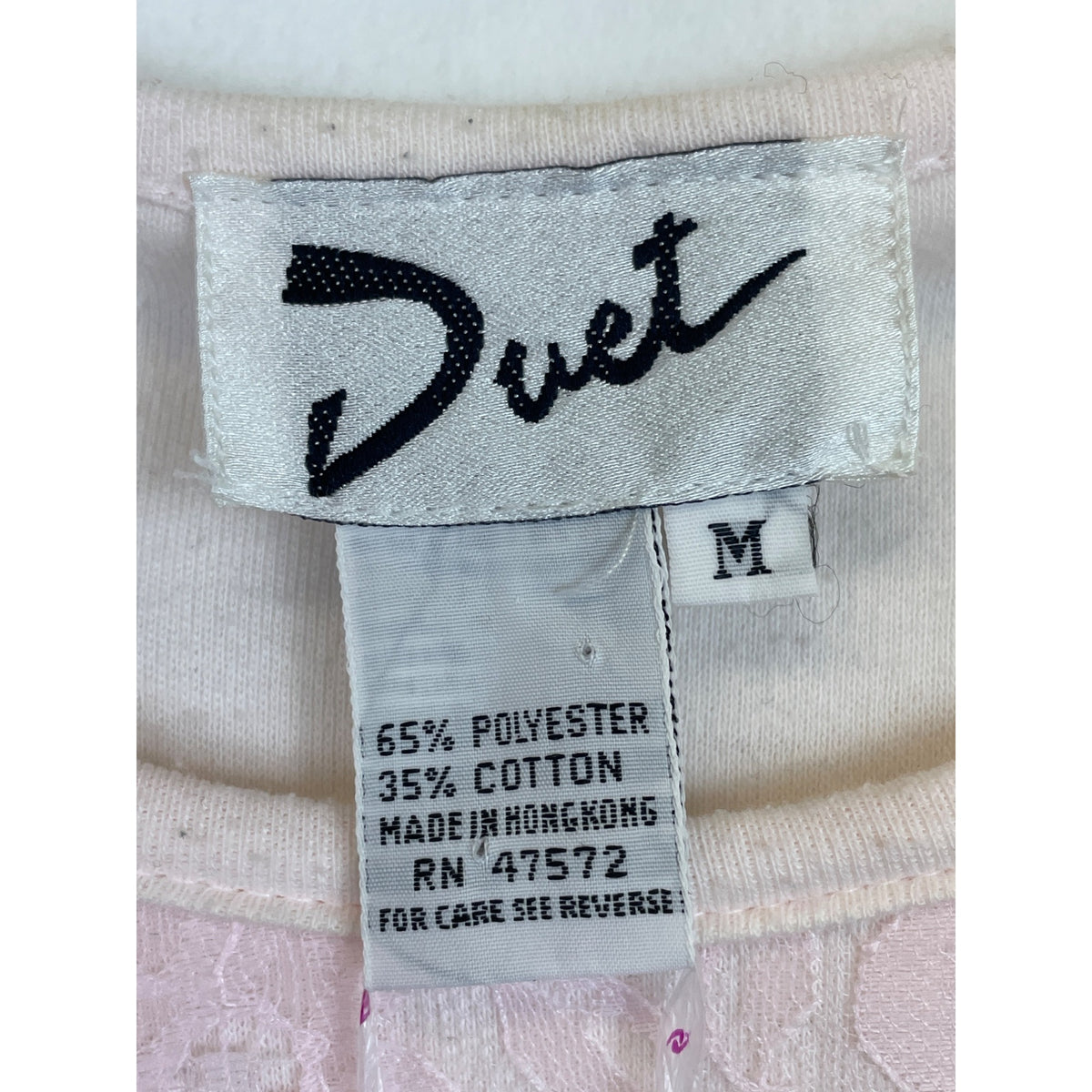 Vintage Duet Womens Pink Embroidered Floral Lace Short Sleeve Blouse Medium