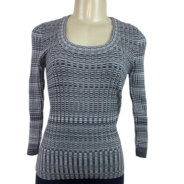 The Limited Black & White Knit Long Sleeve Scoop Neck Sweater Size S - New