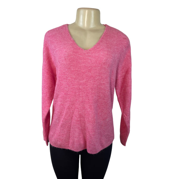 Vero Moda Pink Ribbed Knit Long Sleeve V-Neck Sweater Size XS
