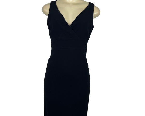 Ann Taylor Petites Black Sleeveless Sheath Dress V-Neck Back Zip Size 2P