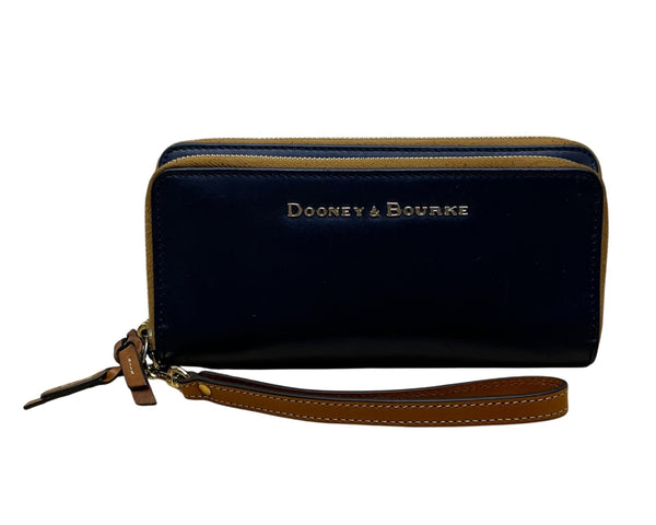 Dooney & Bourke Women’s Blue/Brown Leather Wristlet Wallet Size S