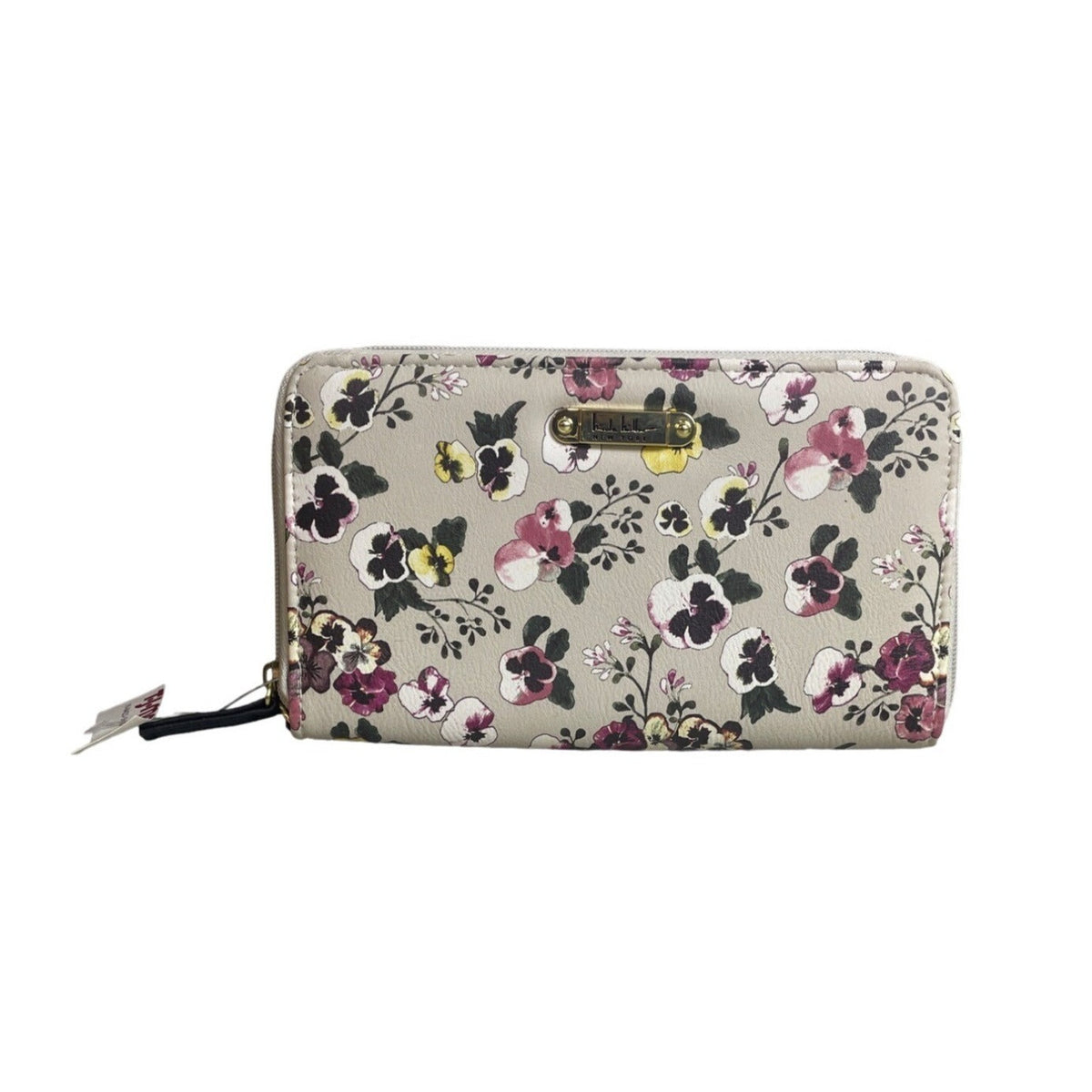 Nicole Miller Women's Gray Flowered Canvas Hand Clutch
