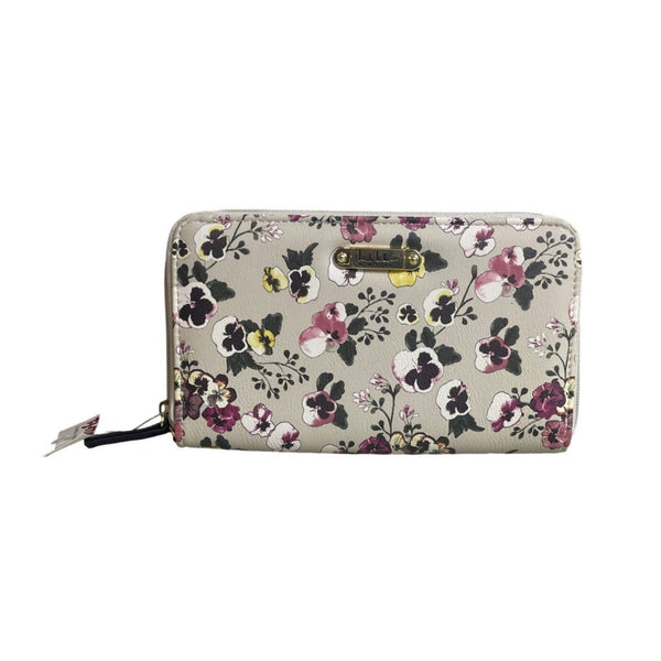 Nicole Miller Women's Gray Flowered Canvas Hand Clutch
