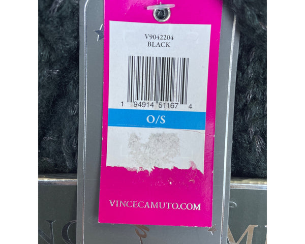 Vince Camuto Women’s Black Knit Hat & Scarf Set With Pom Detail One Size Gift Ready