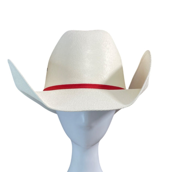 Smithbilt Hats White Calgary Stampede Cowboy Hat 7 1/4 With Red Band & Metal Detail