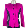 Vintage Kasper Womens Fuchsia & Black Button Blazer Stylish Design Size 4