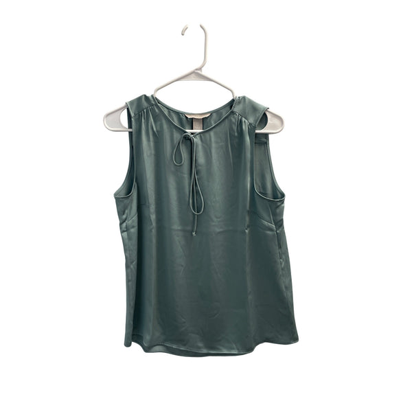 H&M Womens Sleeveless Satin Top With Tie Sage Green Size S