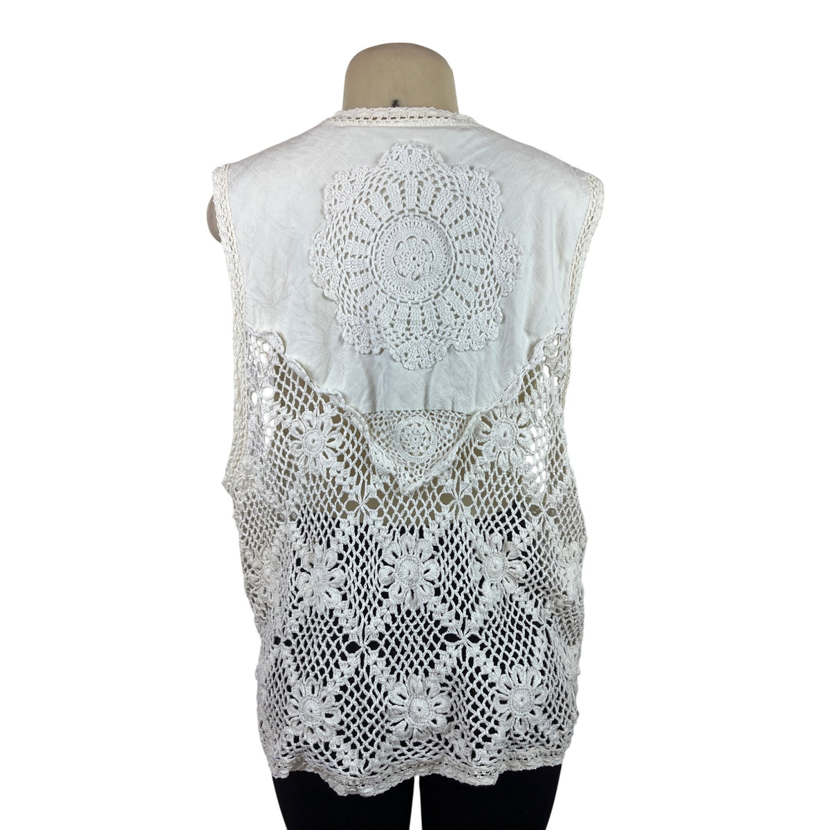Kathryn Deene Women's Crochet Lace Sleeveless Cardigan Vest Size 22/34