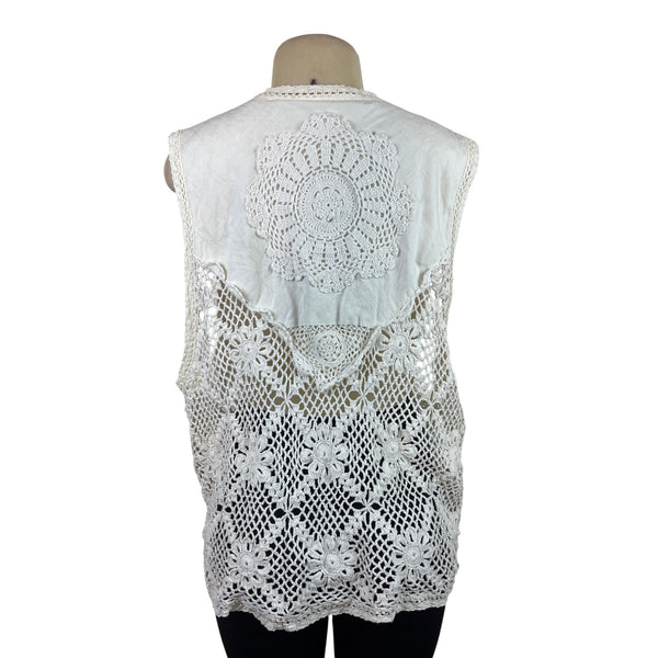 Kathryn Deene Women's Crochet Lace Sleeveless Cardigan Vest Size 22/34