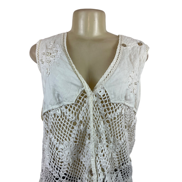 Kathryn Deene Women's Crochet Lace Sleeveless Cardigan Vest Size 22/34