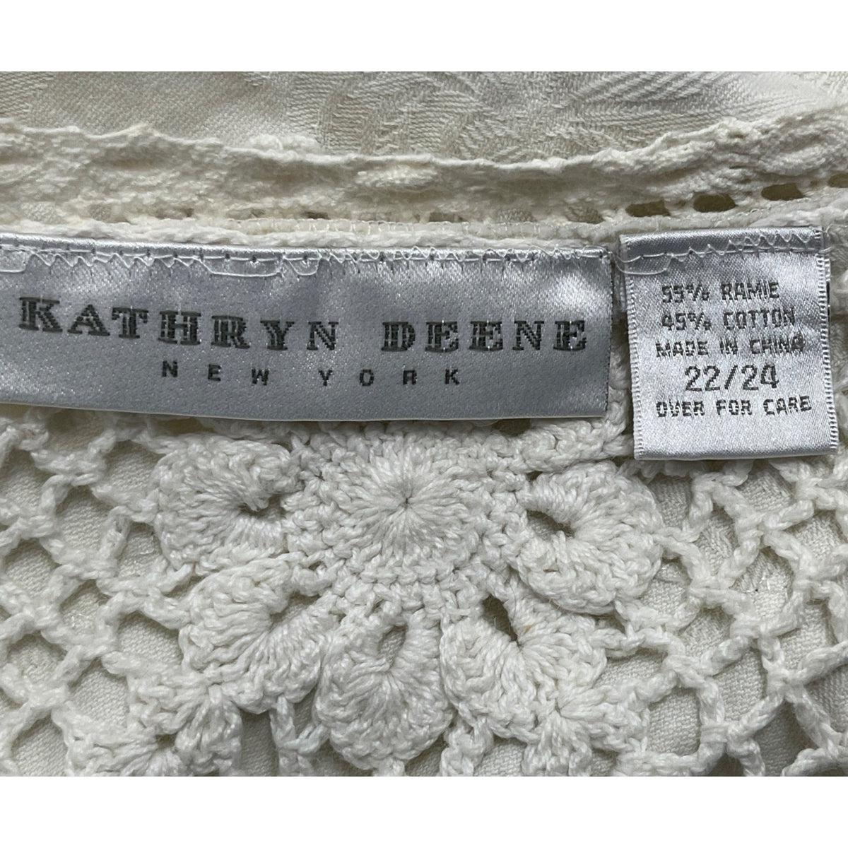 Kathryn Deene Women's Crochet Lace Sleeveless Cardigan Vest Size 22/34