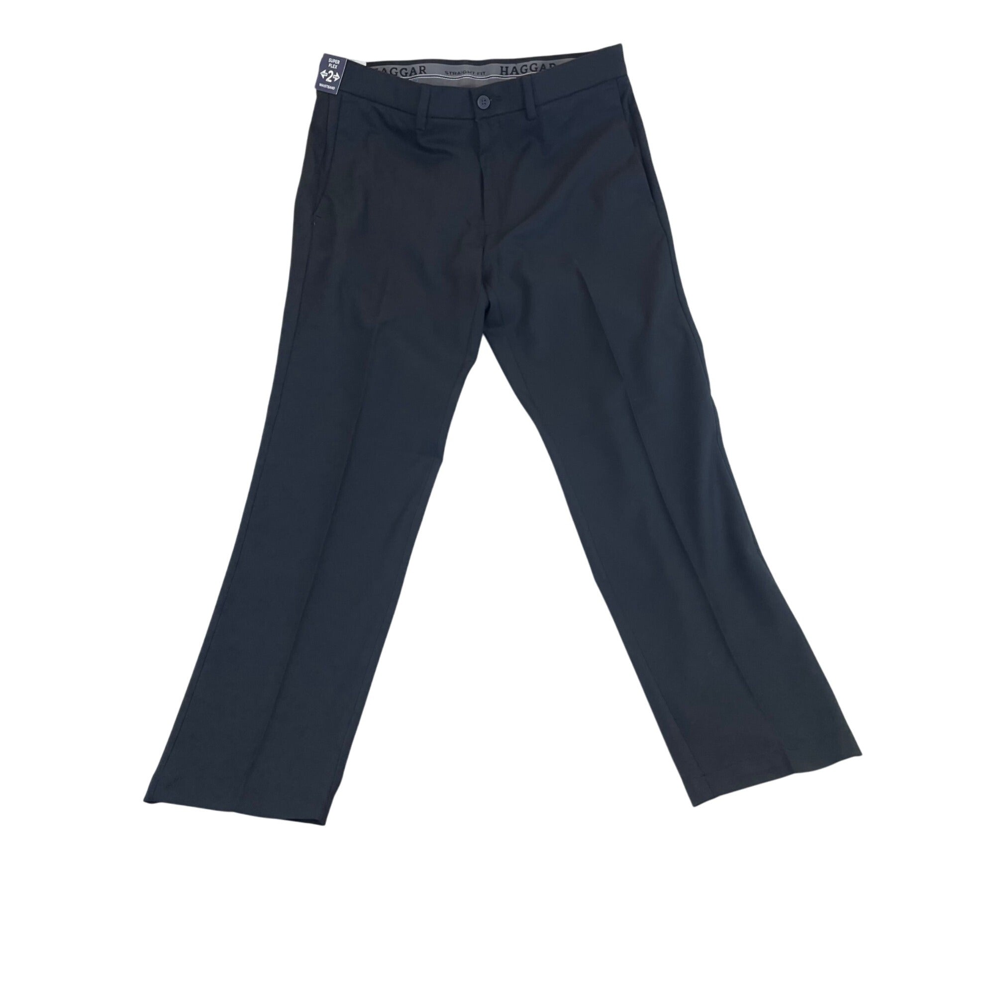 Haggar Mens Black Straight Fit Pants With Flex Waistband Sz 36x32