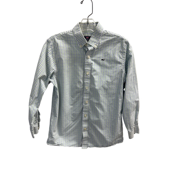 Vineyard Vines Mens Blue Green Check Cotton Whale Shirt Size M