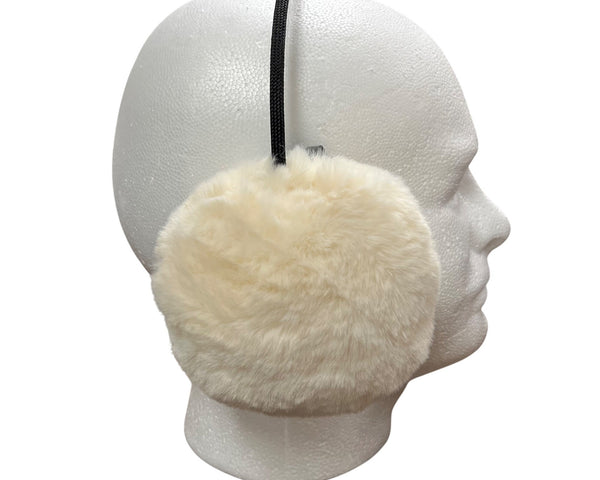 Vince Camuto Womens Cream Faux Fur Earmuffs Adjustable Cozy Headband One Size