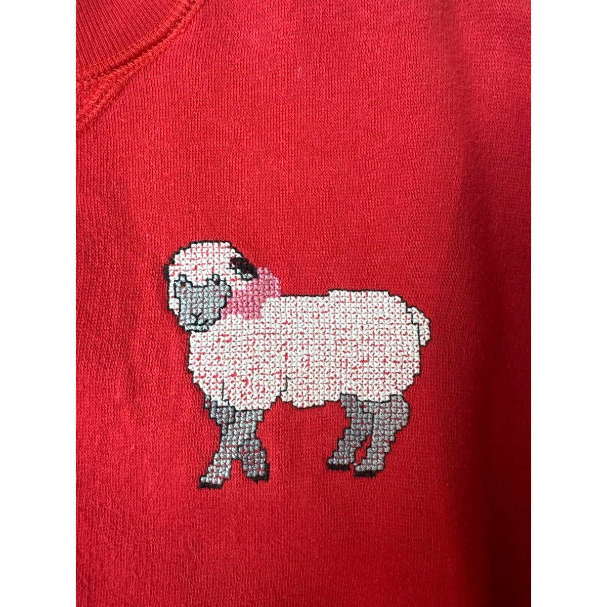Vintage Shore Club Red Sz M Embroidered Sheep Crewneck Sweater