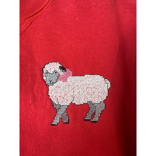 Vintage Shore Club Red Sz M Embroidered Sheep Crewneck Sweater