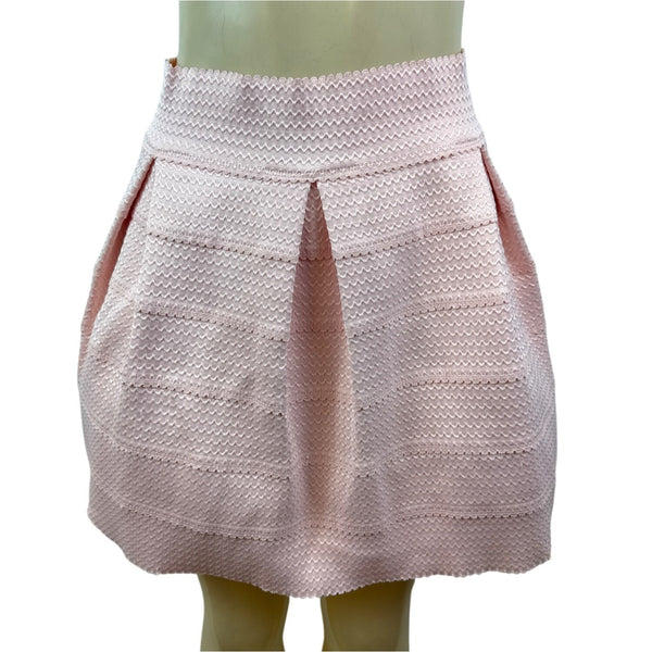 Honey Punch Light Pink Textured & Pleated Mini Bubble Skirt Size L