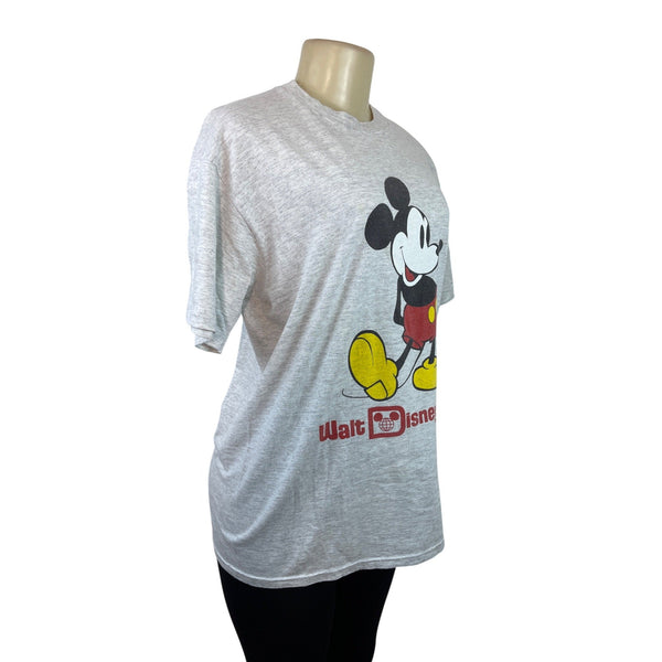 Vintage Walt Disney World Gray T-Shirt With Mickey Mouse Graphic Sz L 42-44