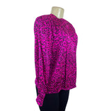 Vintage Fit-Yuel Pink & Black Abstract Print Long Sleeve Button-Up Blouse