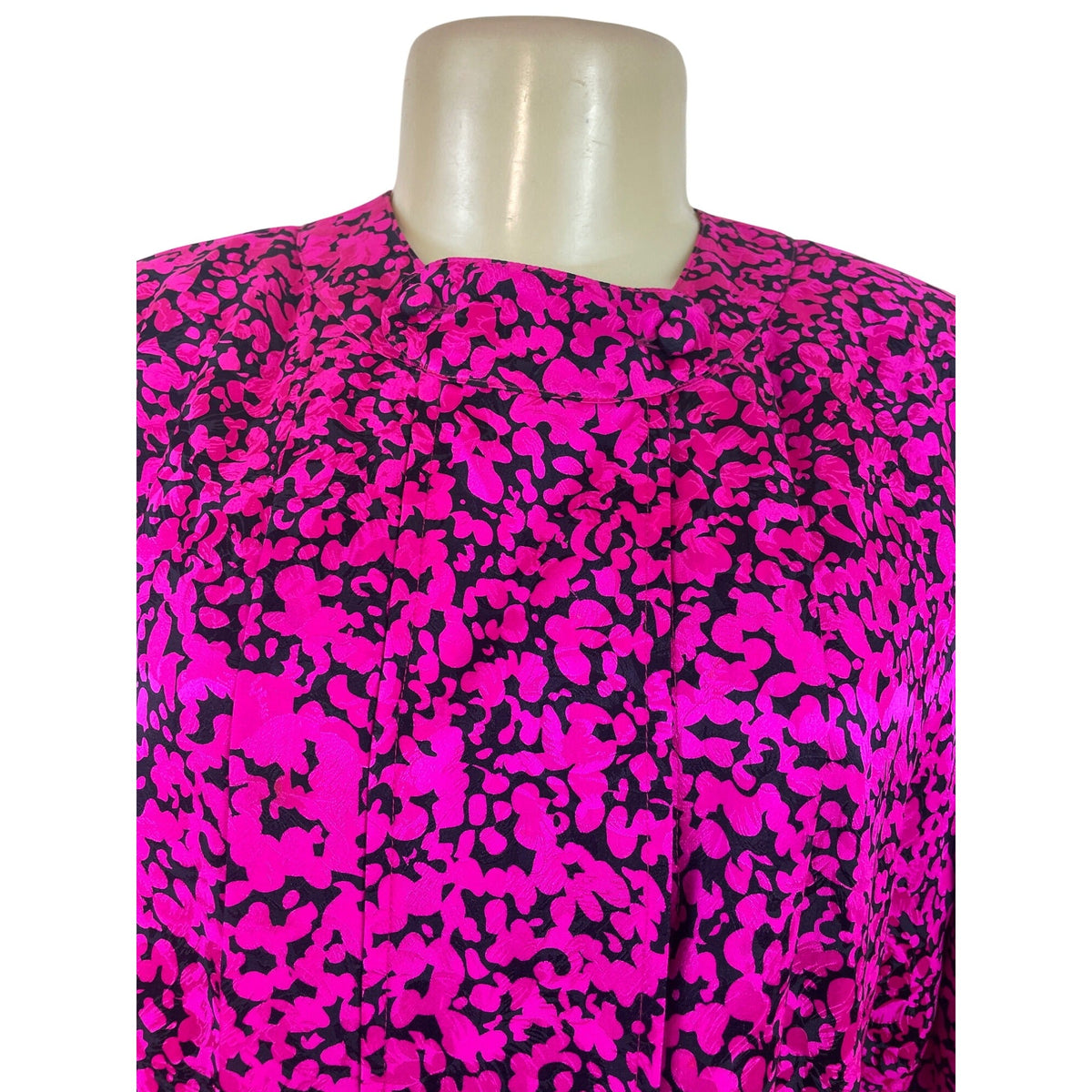 Vintage Fit-Yuel Pink & Black Abstract Print Long Sleeve Button-Up Blouse