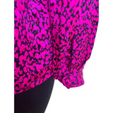 Vintage Fit-Yuel Pink & Black Abstract Print Long Sleeve Button-Up Blouse