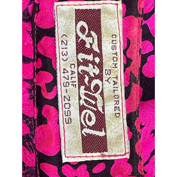 Vintage Fit-Yuel Pink & Black Abstract Print Long Sleeve Button-Up Blouse