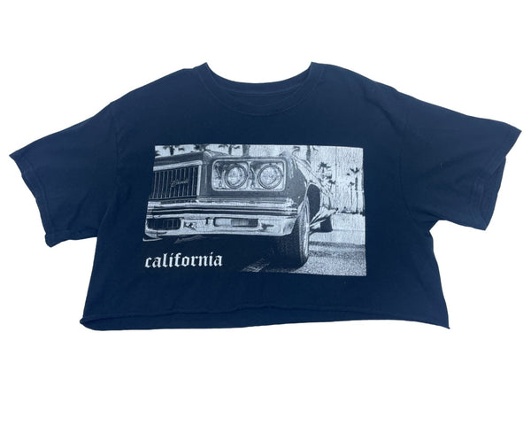 Vintage Style California Graphic Crop Top T-Shirt Black Size M/L