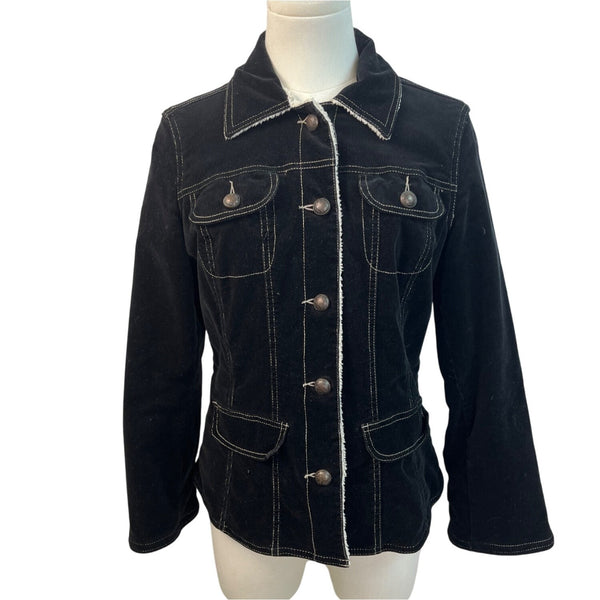 For Joseph Fortune Women's Black Denim Jacket With White Stitching Size M