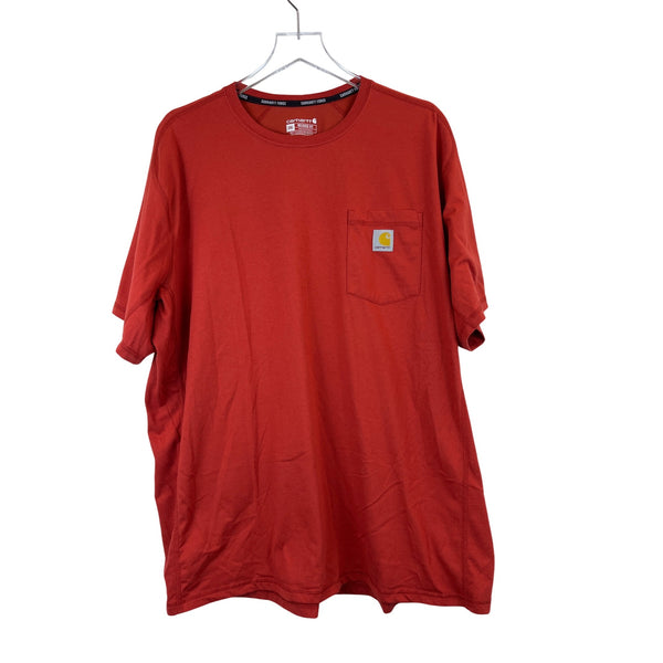 Carhartt Mens Red Cotton Short Sleeve Relaxed Fit T-Shirt With Pocket Size 2XL