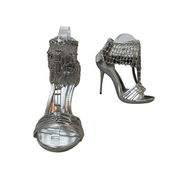 Mariachi Mani Women's Silver Rhinestone High Heels Sz 7.5 - NWOB