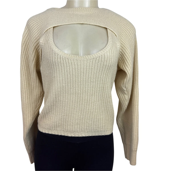 Princess Polly Women's Beige Knit Shoulder Sweater & Tank Top Set Sz XS/S