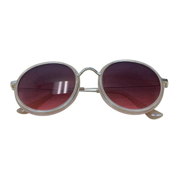 Gold Round Sunglasses Gold Frame Pink Gradient Lenses Retro Unisex Style Lightweight