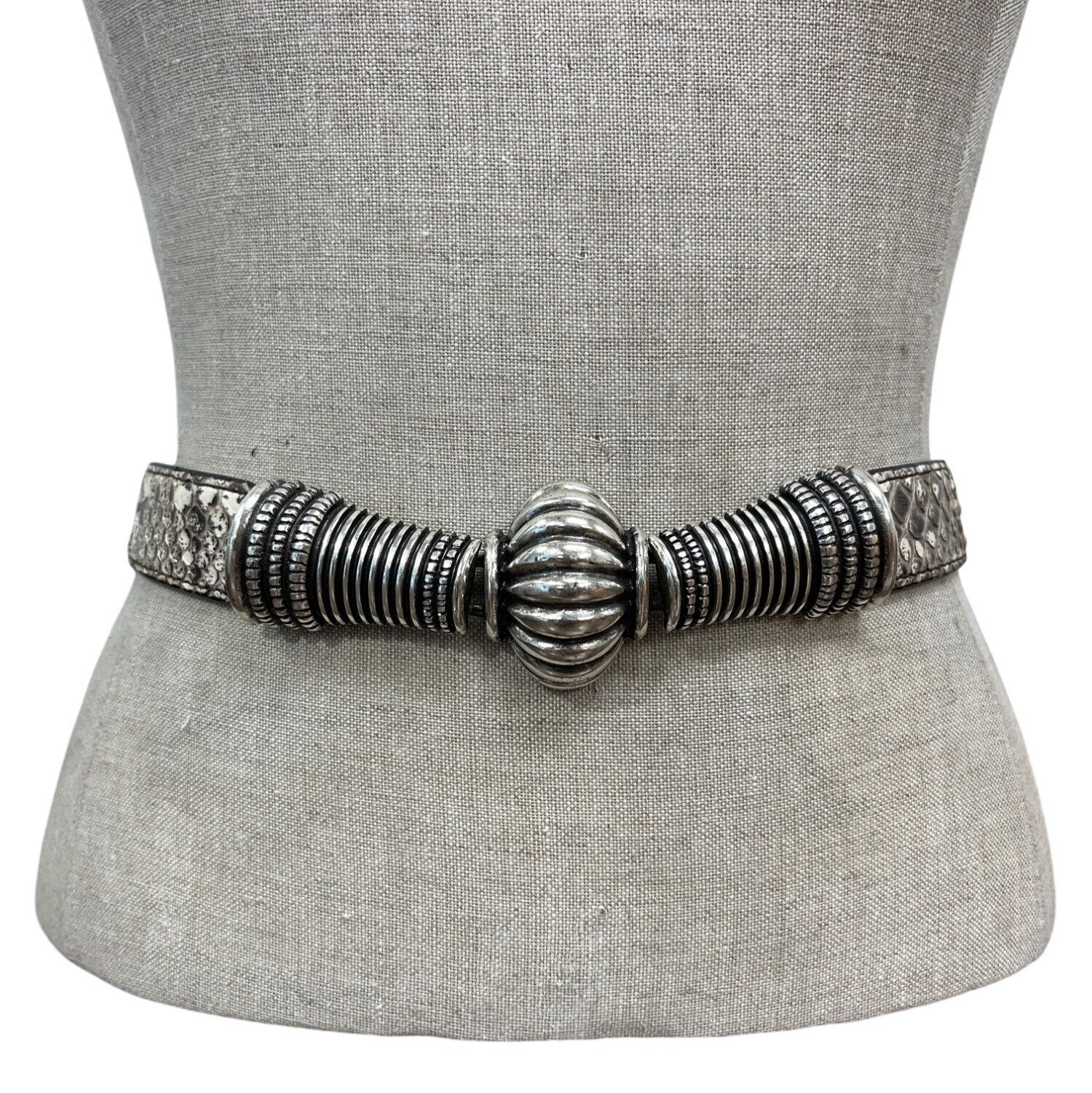 Quelli Della Pelle Handmade Italian Leather & Silver Belt With Intricate Detaili Quelli Della Pelle Hand Made in Bellagio Italy Wide Genuine  main image 4