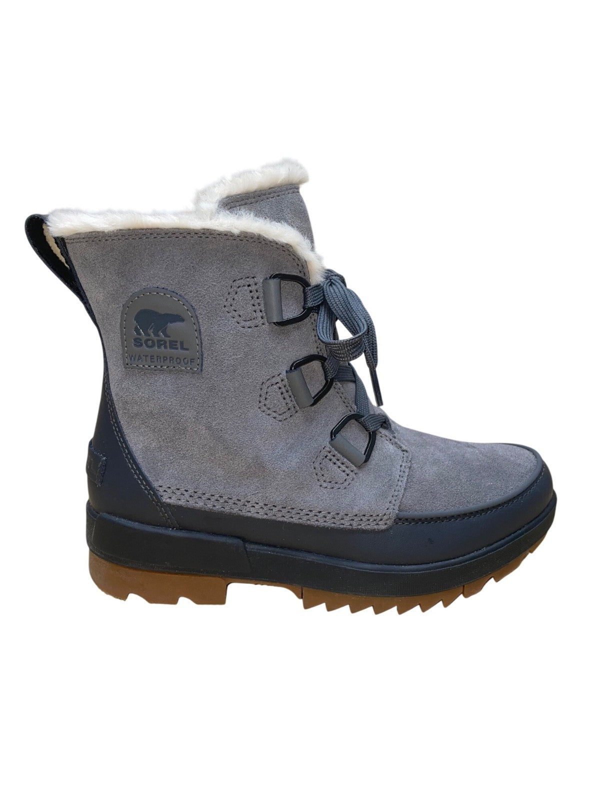 Sorel Gray and Black Waterproof Winter Boots with Faux Fur Cuff Size 7 M Perfect for tracking through this snow.. Snow Angel from  main image 4